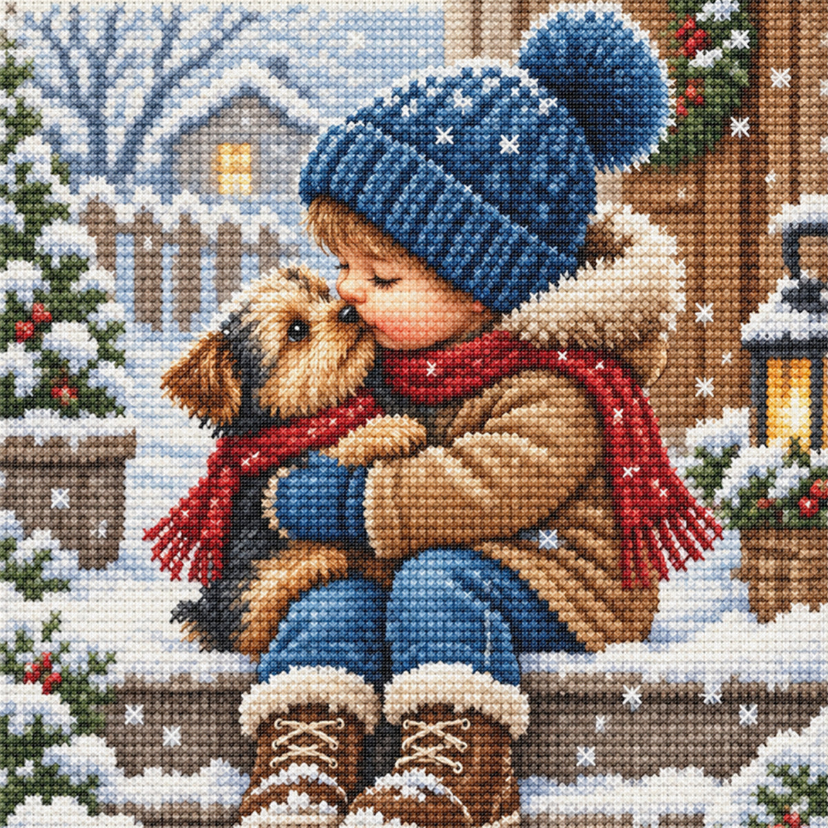 Winter Kiss - Full 11CT Stamped Cross Stitch 45x45CM - Huacan