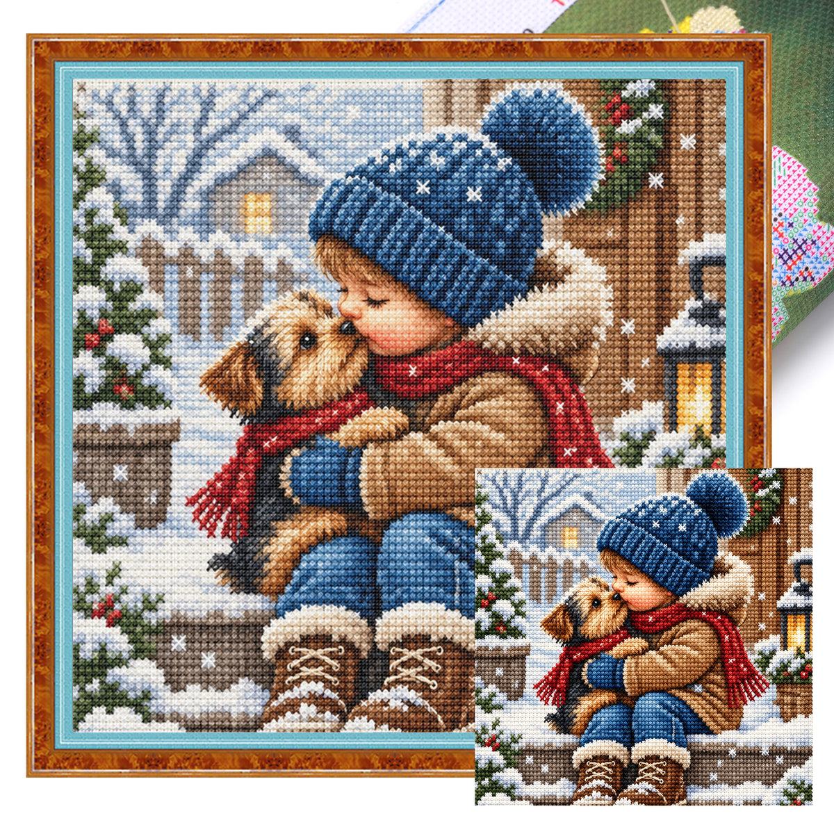 Winter Kiss - Full 11CT Stamped Cross Stitch 45x45CM - Huacan