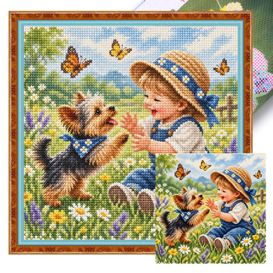 Frühlingsspiel – Vollständiges 11CT gestempeltes Kreuzstich-Set 45x45CM – Huacan