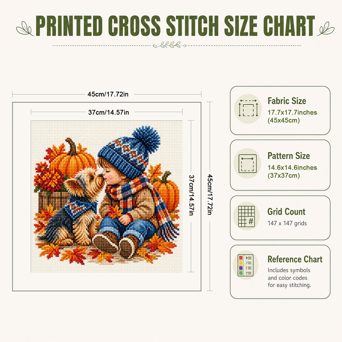 Fall Kiss - Full 11CT Stamped Cross Stitch 45x45CM - Huacan