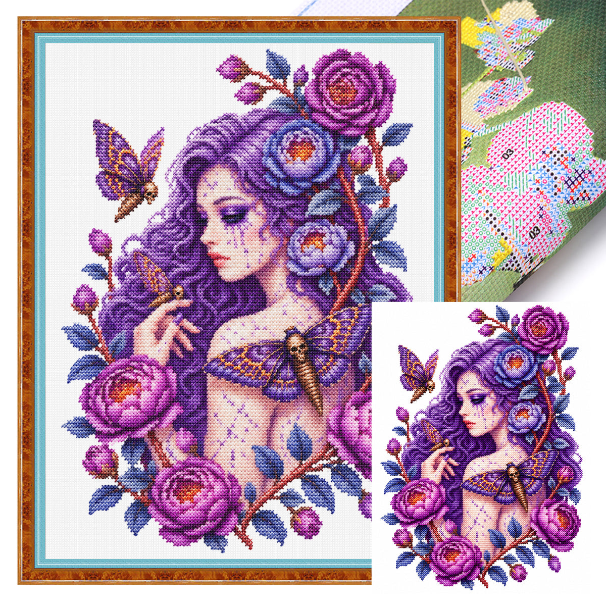 Purple Fairy - Full 14CT Stamped Cross Stitch 40x30CM - Huacan