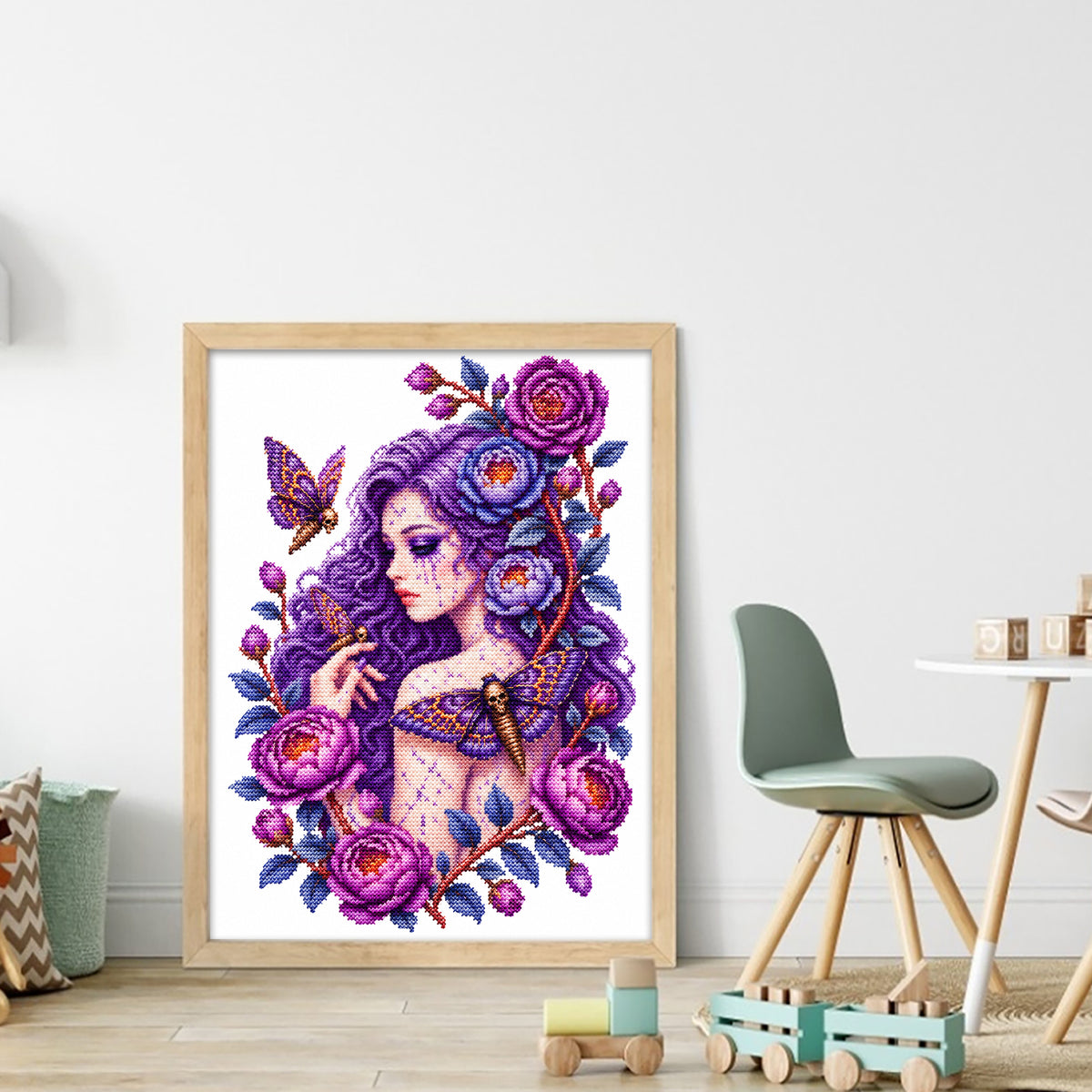Purple Fairy - Full 14CT Stamped Cross Stitch 40x30CM - Huacan