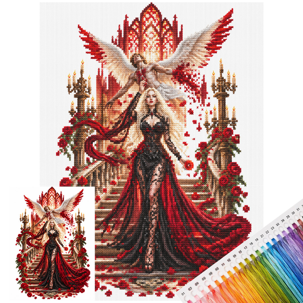 Purple Fairy - Full 14CT Stamped Cross Stitch 40x30CM - Huacan