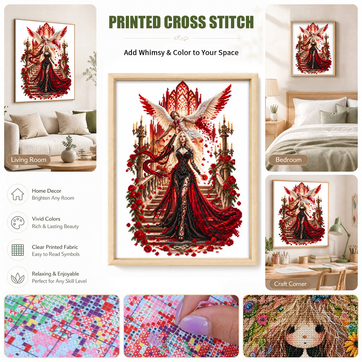 Purple Fairy - Full 14CT Stamped Cross Stitch 40x30CM - Huacan