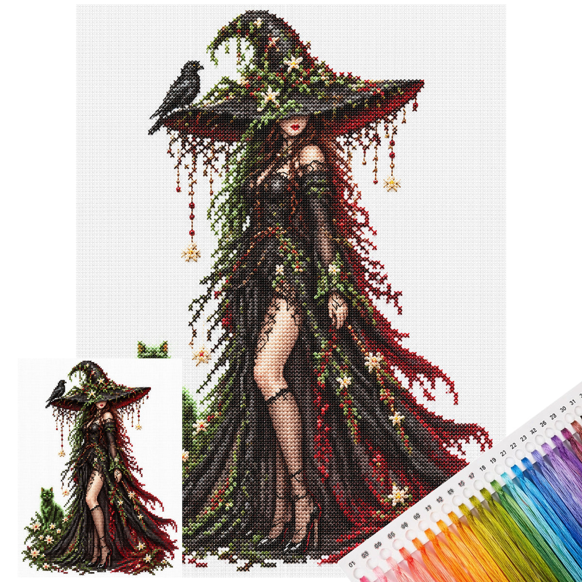 Hexe – Vollständiges 14CT gestempeltes Kreuzstich-Set 40x30CM – Huacan