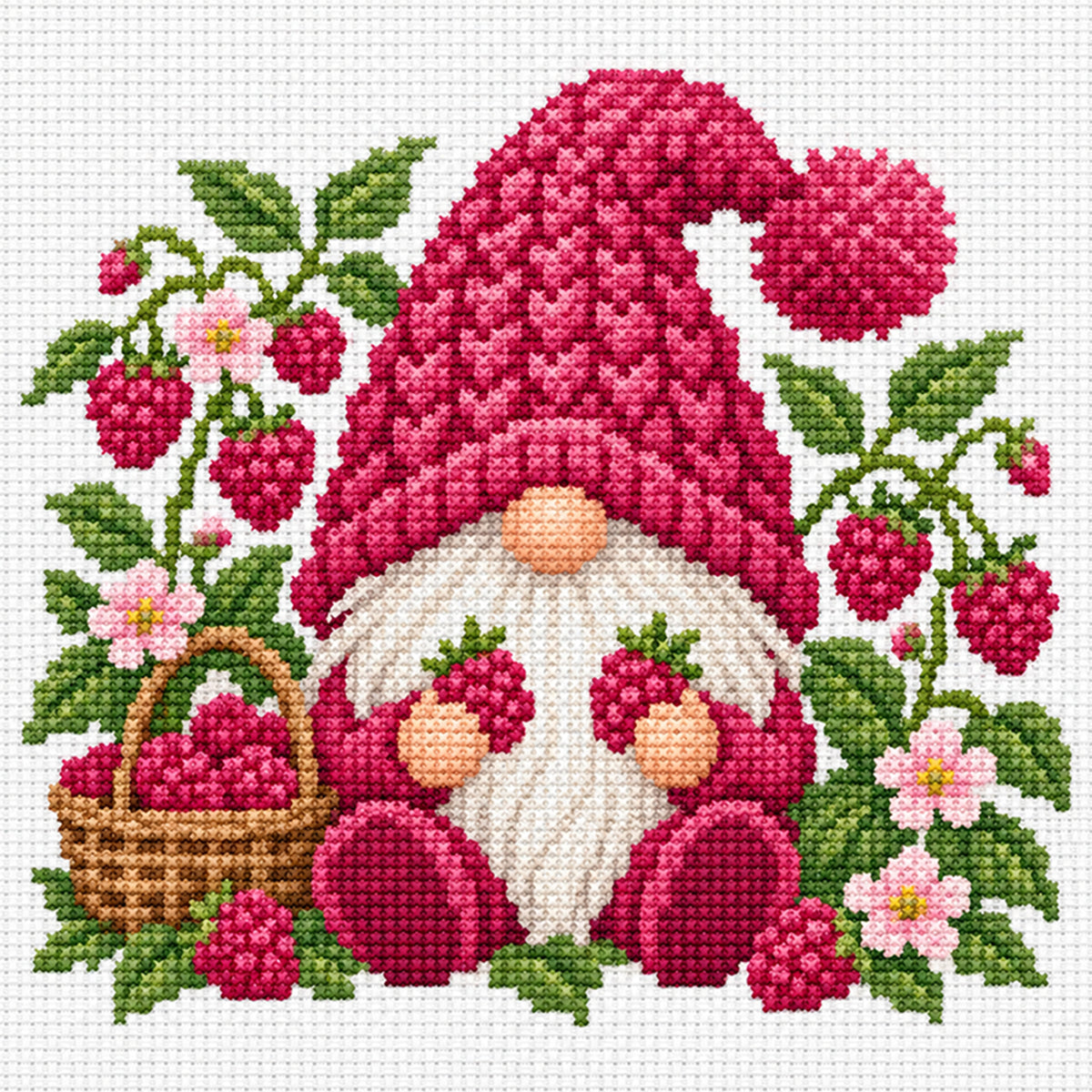 Raspberry Gnome - Full Stamped Cross Stitch 20x20CM - Huacan