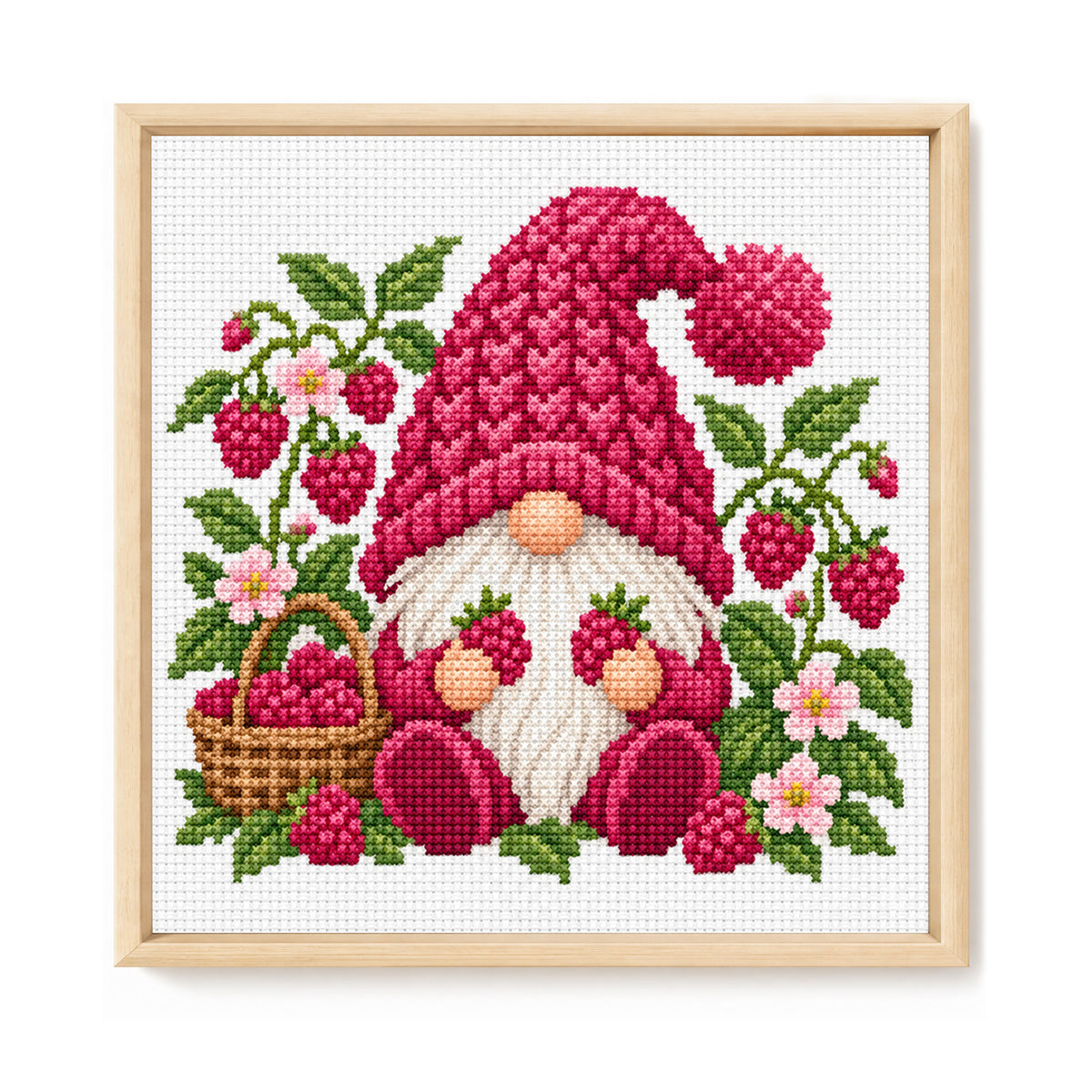 Raspberry Gnome - Full Stamped Cross Stitch 20x20CM - Huacan
