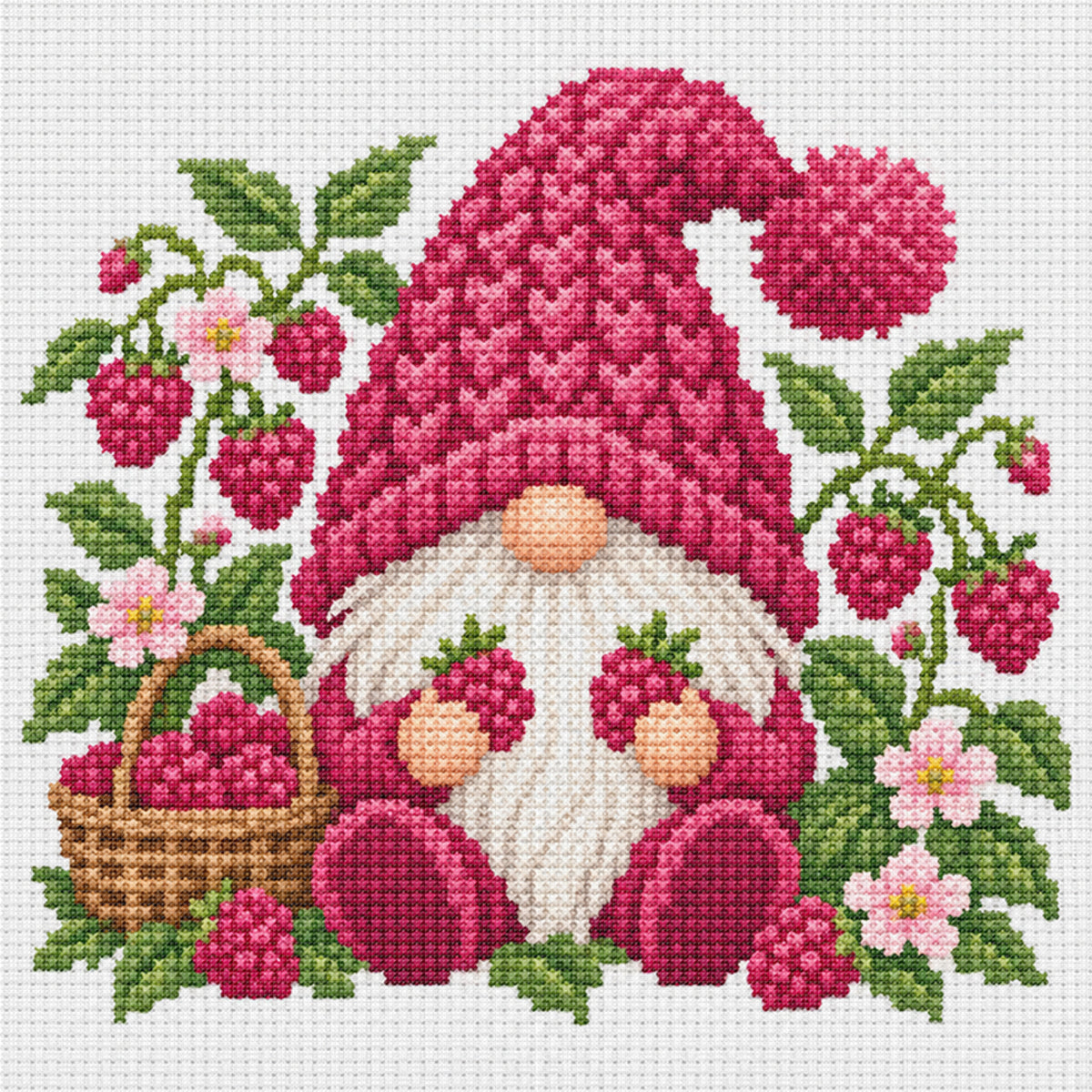 Raspberry Gnome - Full Stamped Cross Stitch 20x20CM - Huacan