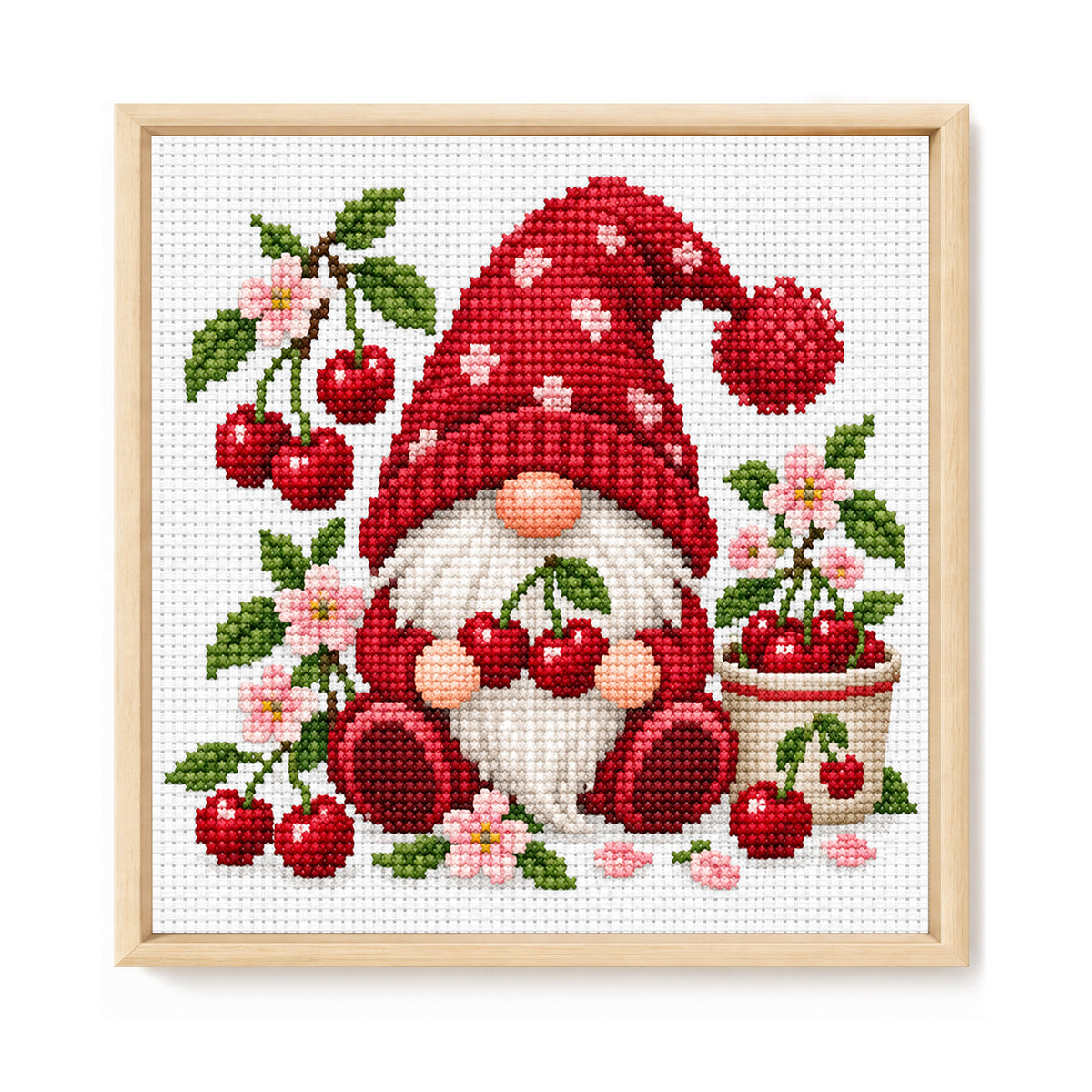 Kirsch-Wichtel - Vollständiges Stempel-Kreuzstichset 20x20CM - Huacan
