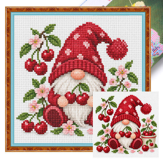 Kirsch-Wichtel - Vollständiges Stempel-Kreuzstichset 20x20CM - Huacan