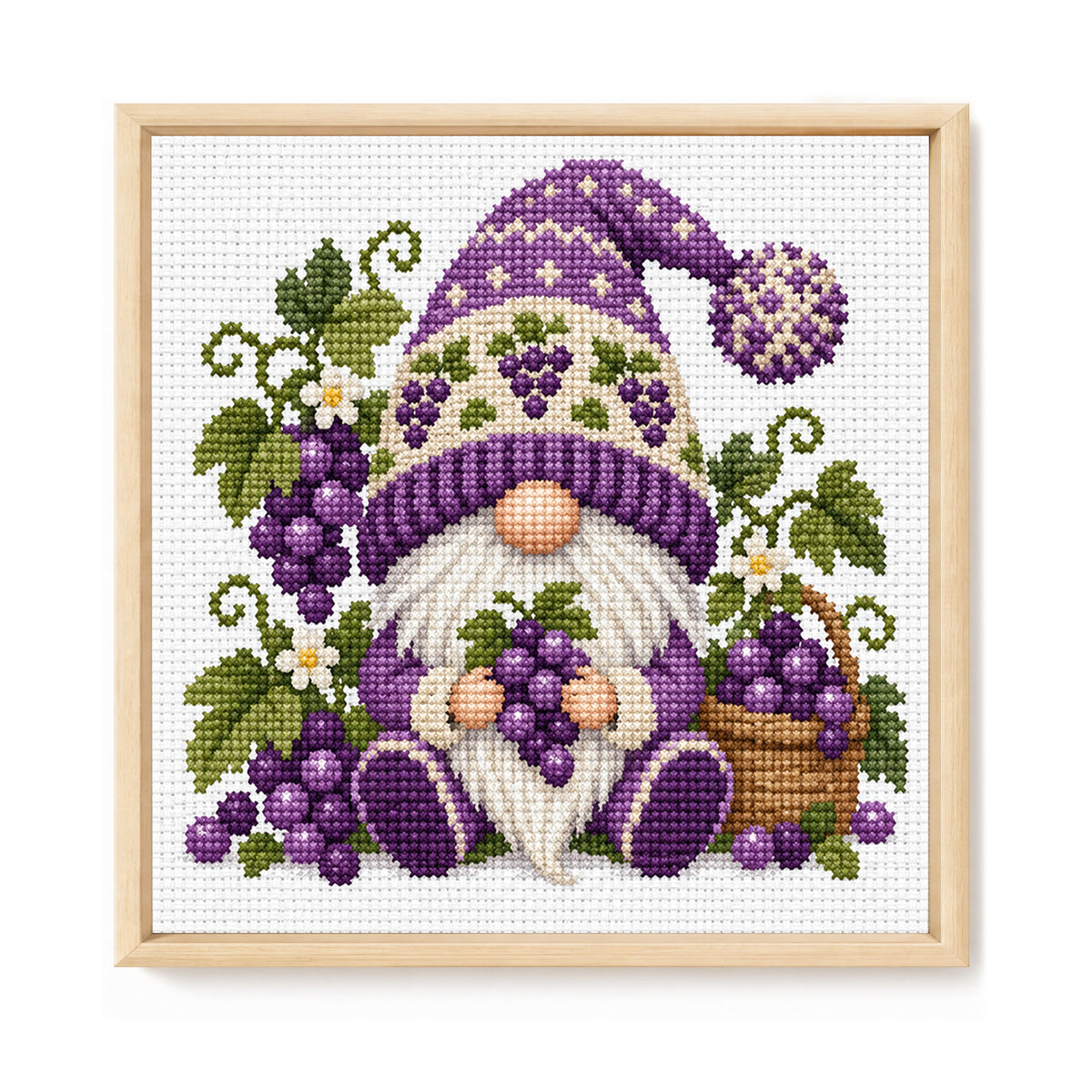 Trauben-Gnom - Vollständiges Stempel-Kreuzstichset 20x20CM - Huacan