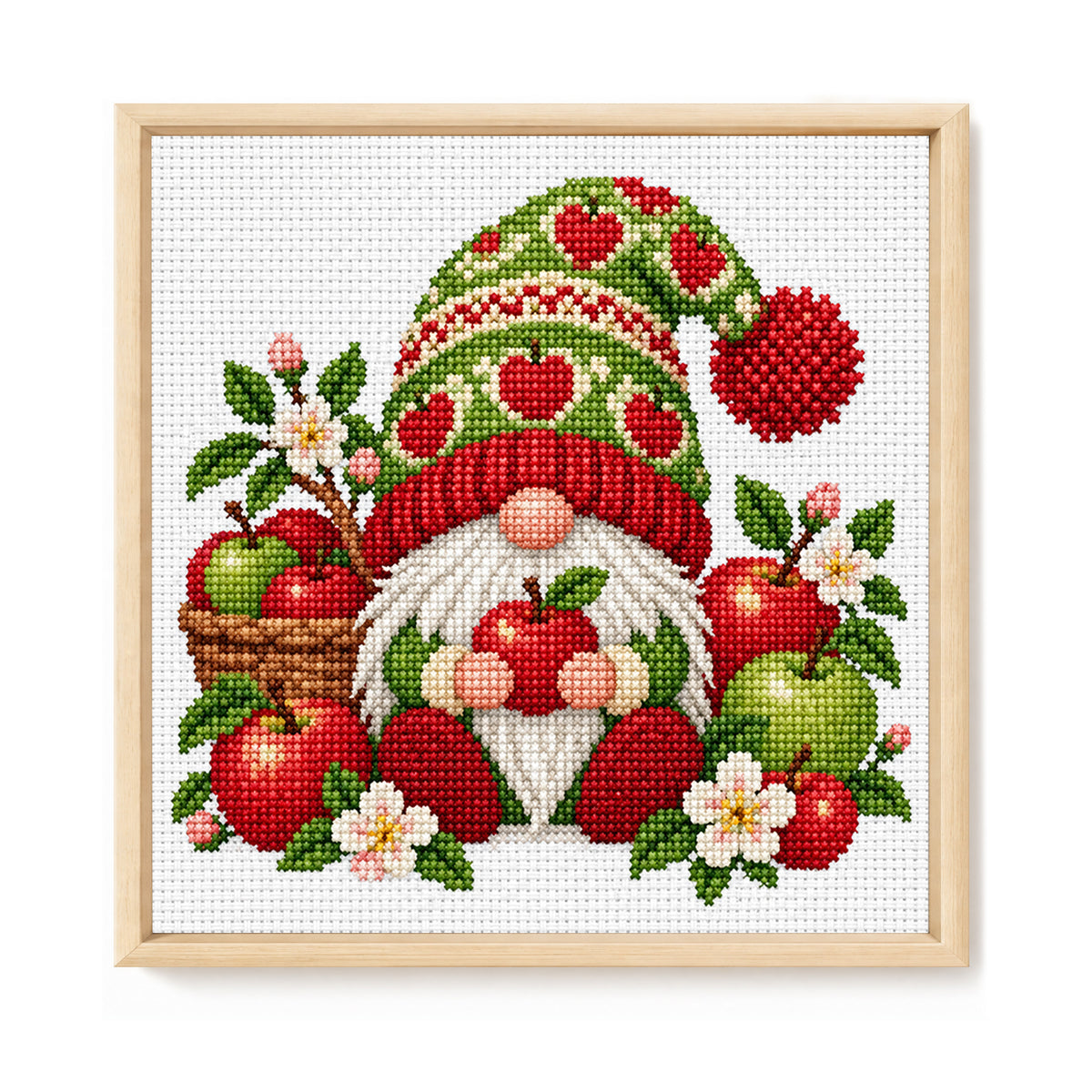 Apple Gnome - Full Stamped Cross Stitch 20x20CM - Huacan