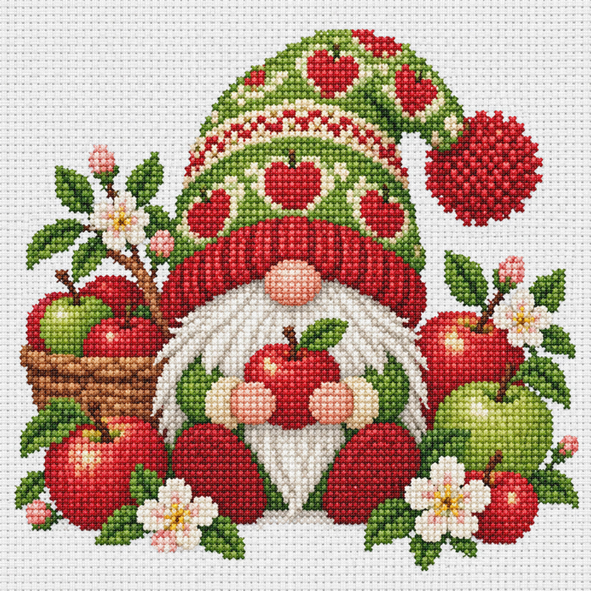 Apple Gnome - Full Stamped Cross Stitch 20x20CM - Huacan