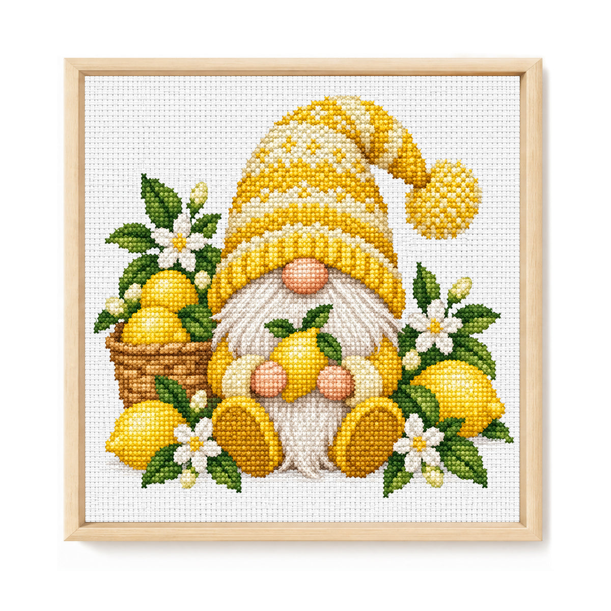 Lemon Gnome - Full Stamped Cross Stitch 20x20CM - Huacan
