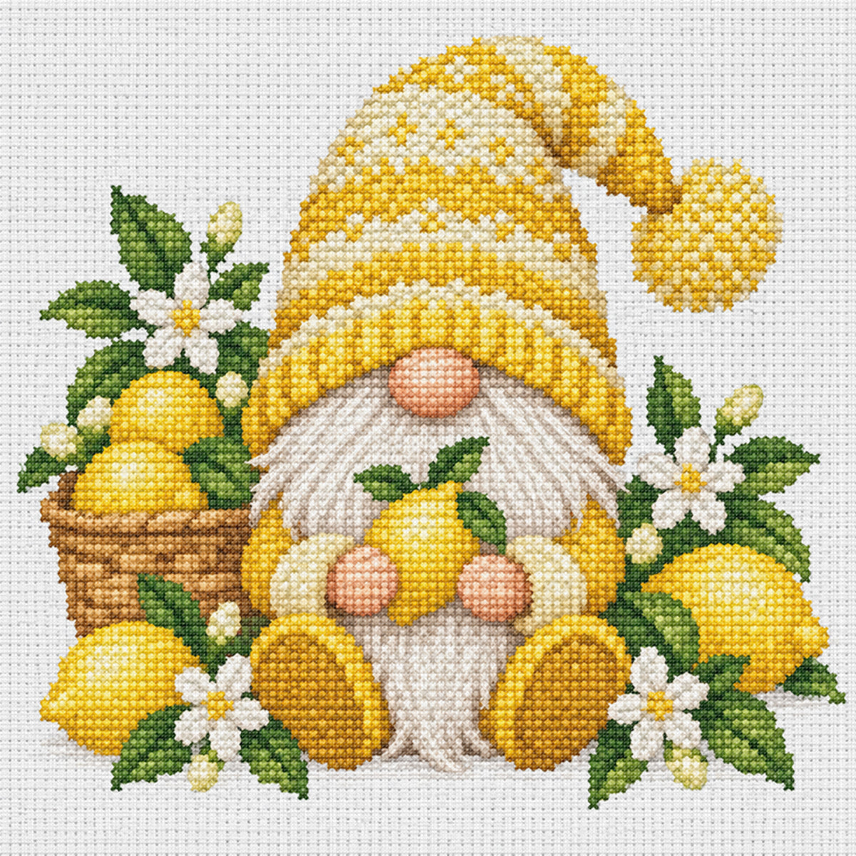 Lemon Gnome - Full Stamped Cross Stitch 20x20CM - Huacan