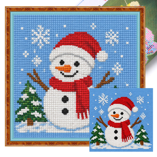 Schneemann - Vollständiges Stempel-Kreuzstich-Set 20x20CM - Huacan