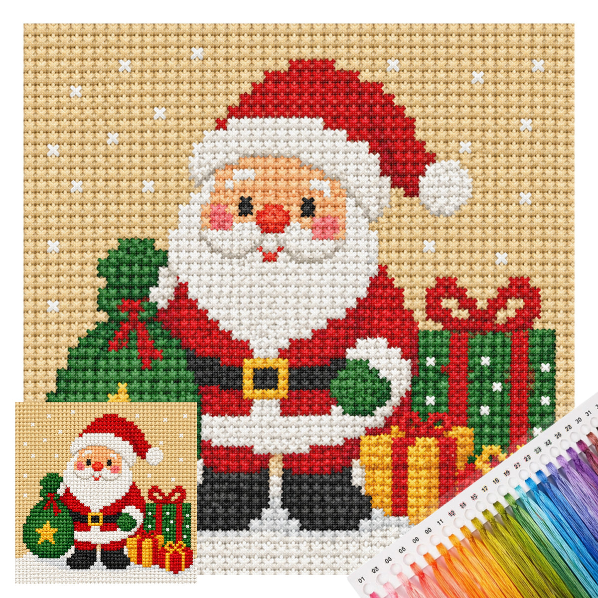 Weihnachtsmann - Vollständiges Stempel-Kreuzstich-Set 20x20CM - Huacan