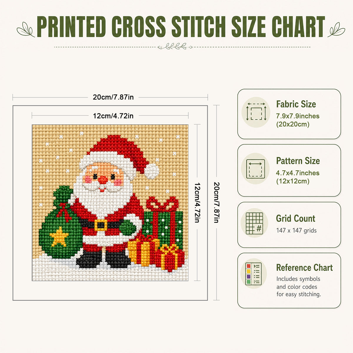 Weihnachtsmann - Vollständiges Stempel-Kreuzstich-Set 20x20CM - Huacan