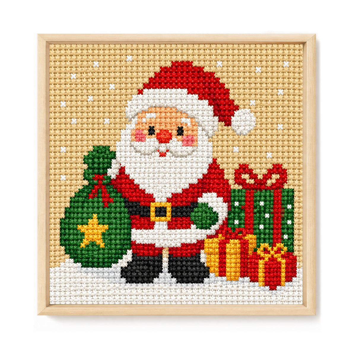 Weihnachtsmann - Vollständiges Stempel-Kreuzstich-Set 20x20CM - Huacan