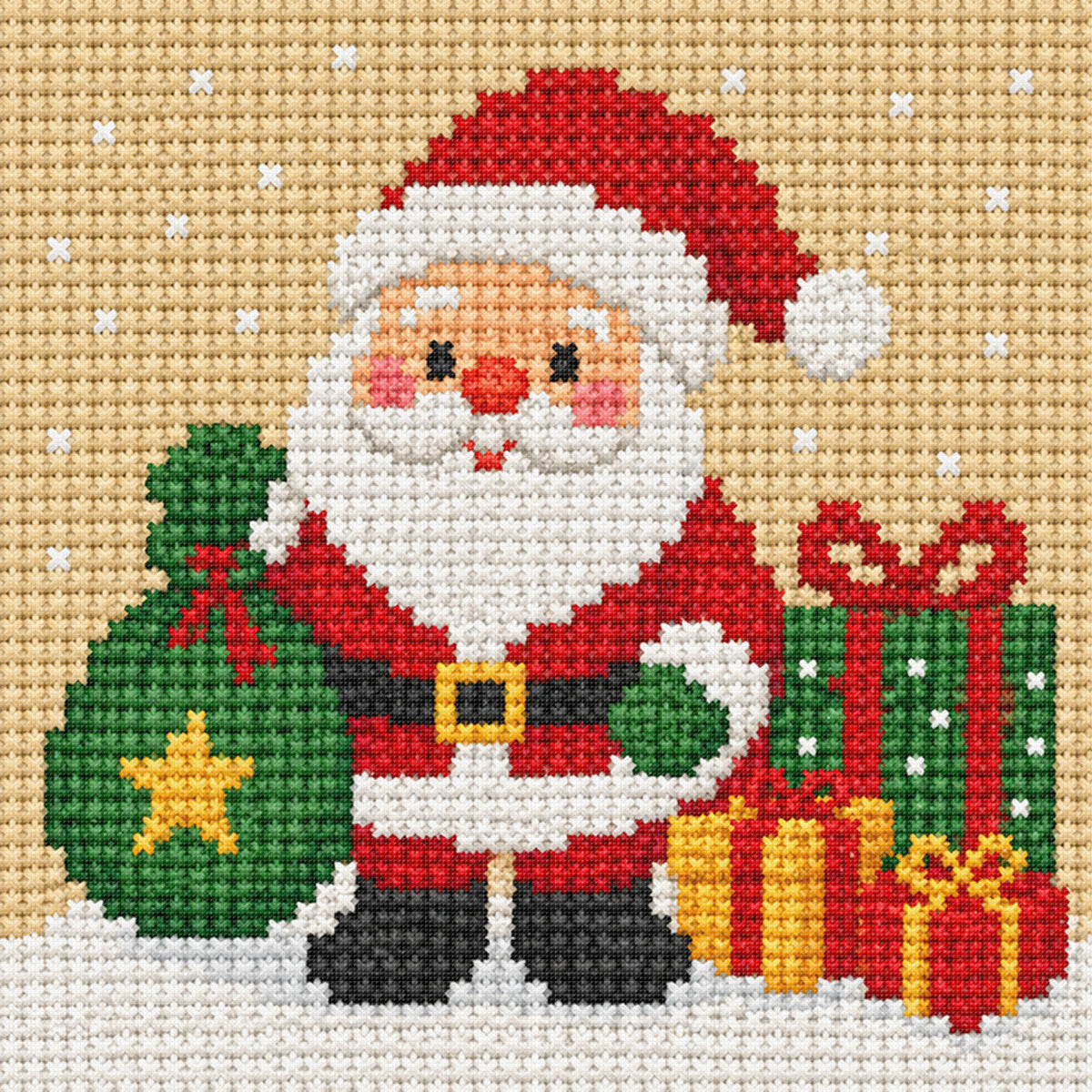 Weihnachtsmann - Vollständiges Stempel-Kreuzstich-Set 20x20CM - Huacan
