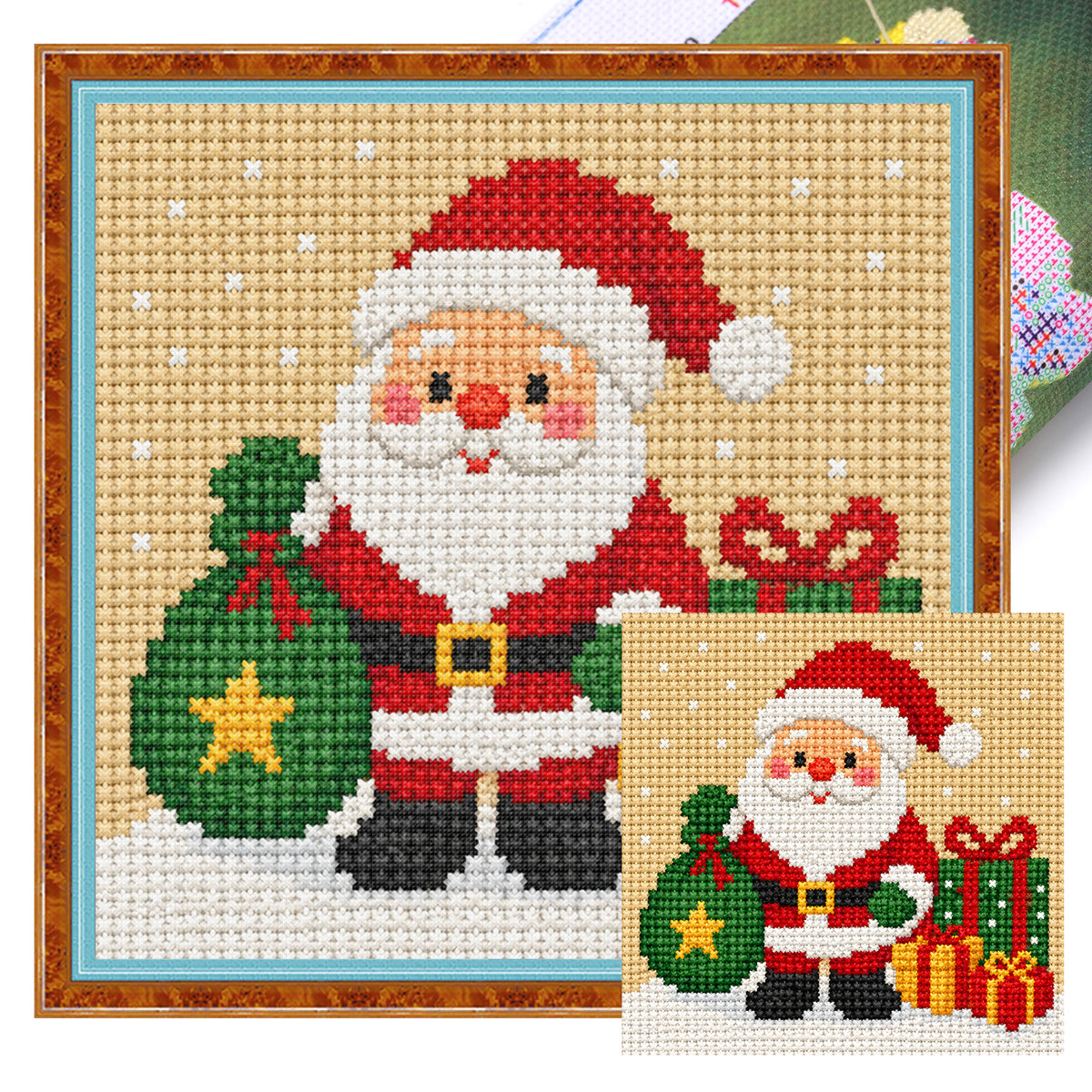 Weihnachtsmann - Vollständiges Stempel-Kreuzstich-Set 20x20CM - Huacan