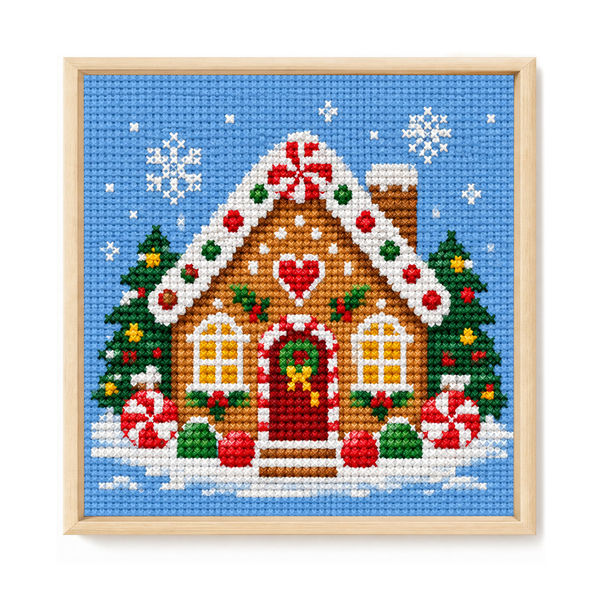 Lebkuchenhaus - Vollständiges Stempel-Kreuzstich-Set 20x20CM - Huacan