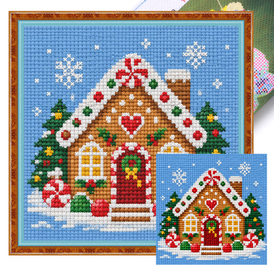 Lebkuchenhaus - Vollständiges Stempel-Kreuzstich-Set 20x20CM - Huacan