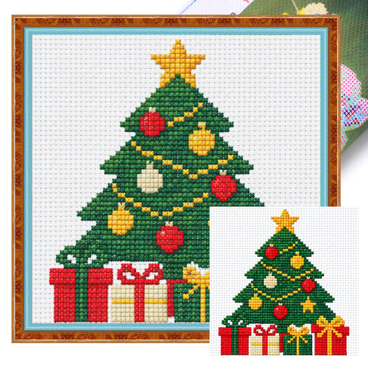 Weihnachtsbaum - Vollflächiges Stickset (Kreuzstich) 20x20 cm - Huacan