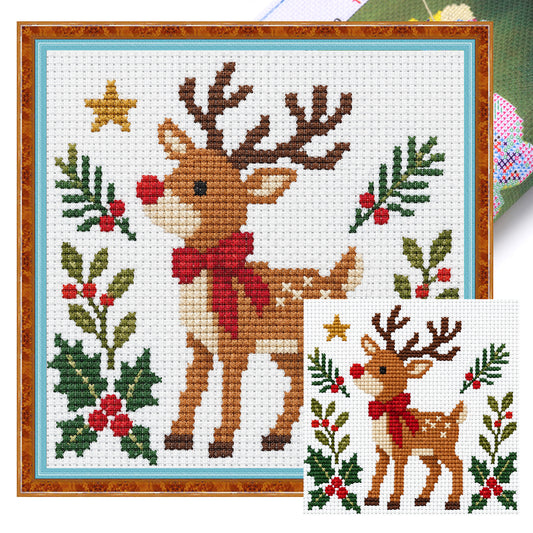 Rentier Holly - Vollflächiges Stickset 20x20CM - Huacan