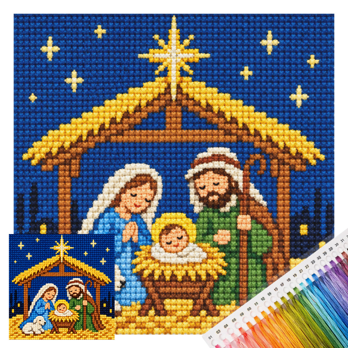 Nativity Scene - Full Stamped Cross Stitch 20x20CM - Huacan