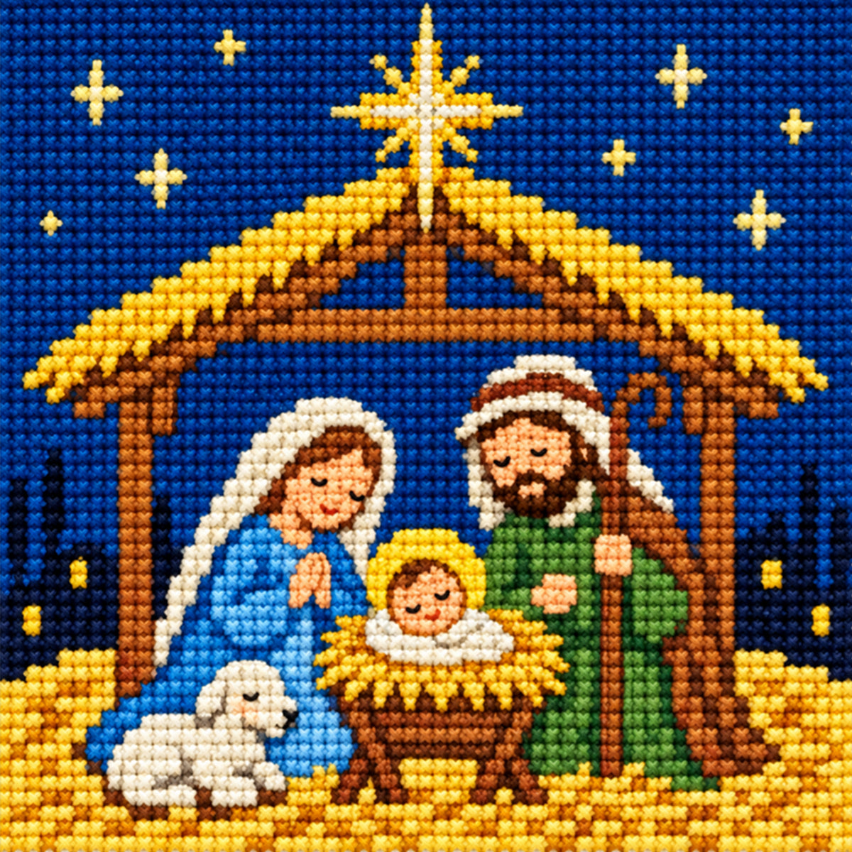 Nativity Scene - Full Stamped Cross Stitch 20x20CM - Huacan