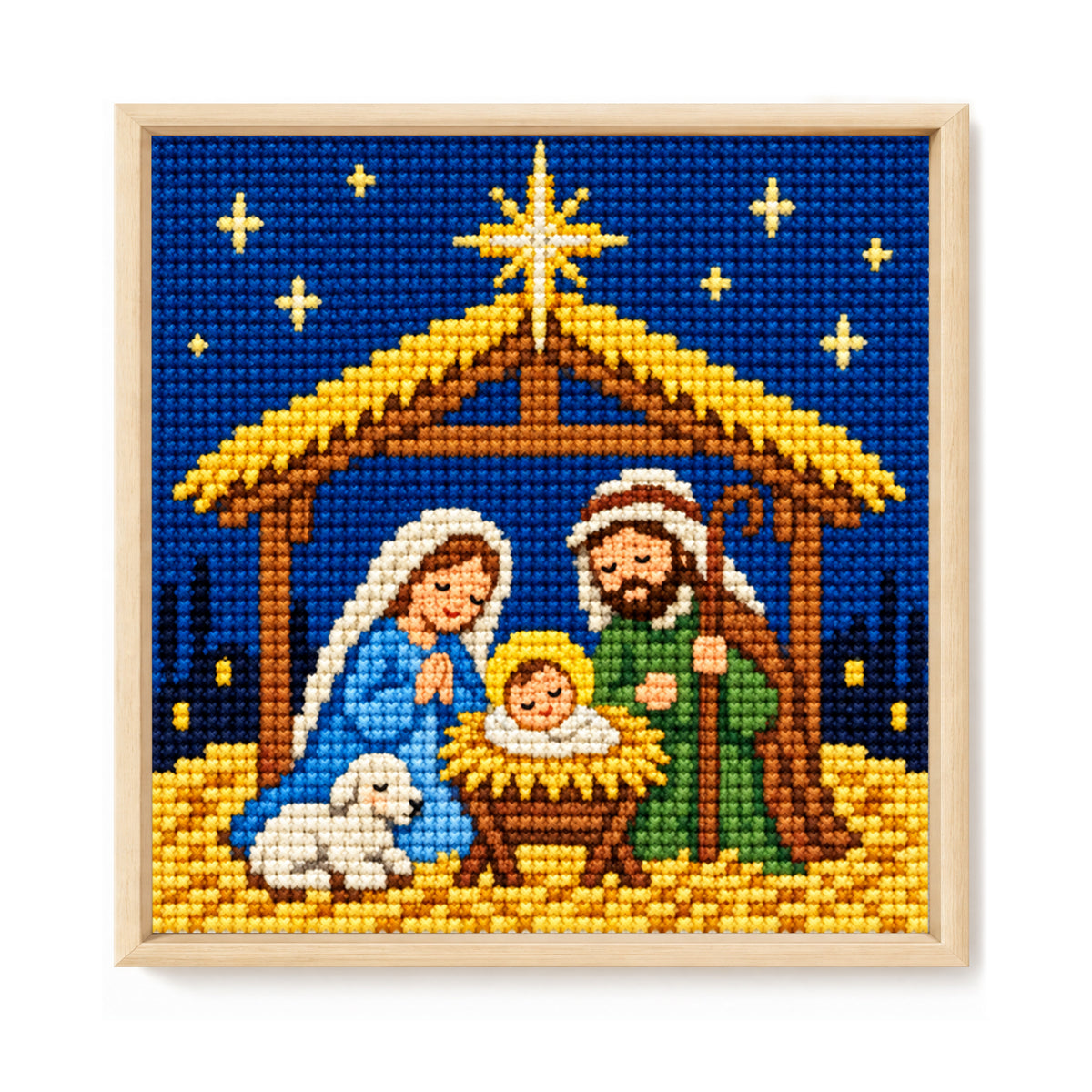 Nativity Scene - Full Stamped Cross Stitch 20x20CM - Huacan