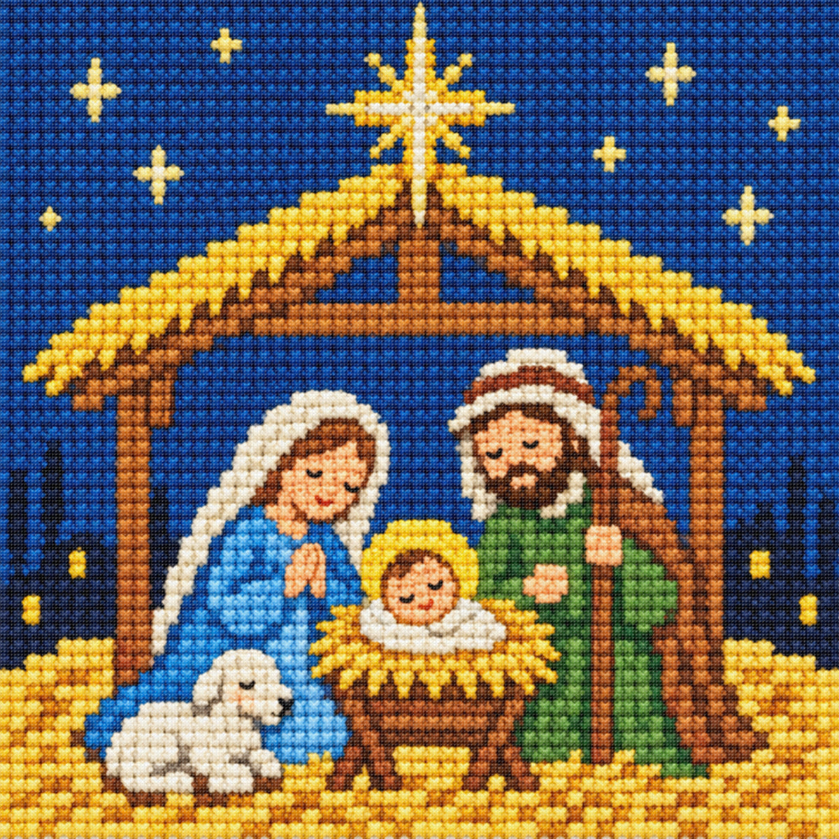 Nativity Scene - Full Stamped Cross Stitch 20x20CM - Huacan