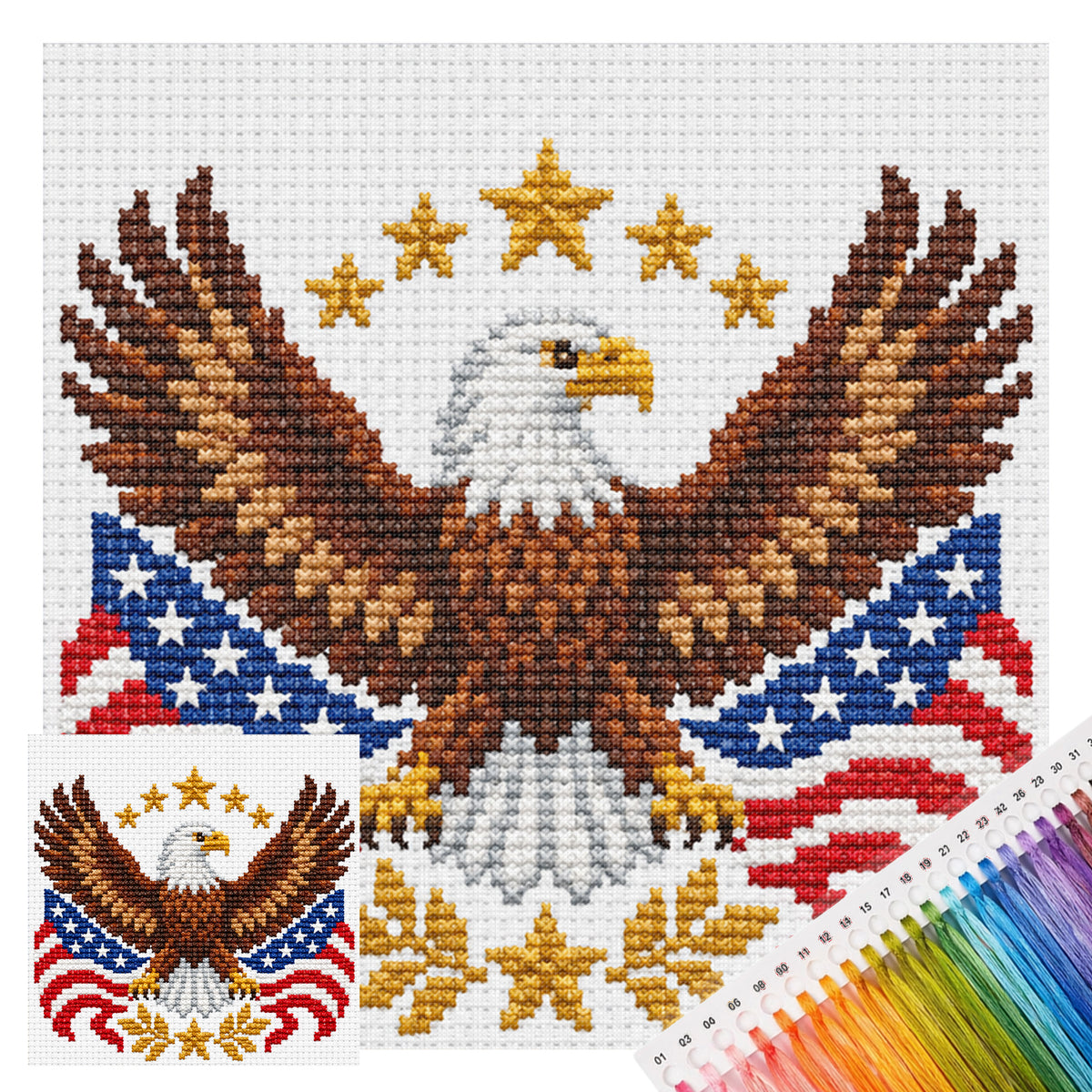 Eagle Emblem - Full Stamped Cross Stitch 20x20CM - Huacan