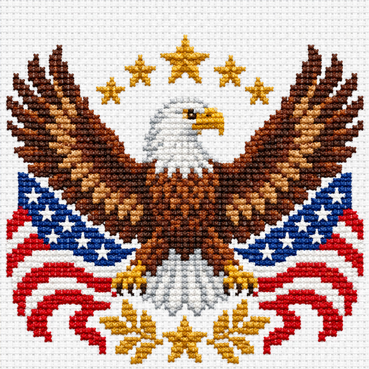 Eagle Emblem - Full Stamped Cross Stitch 20x20CM - Huacan