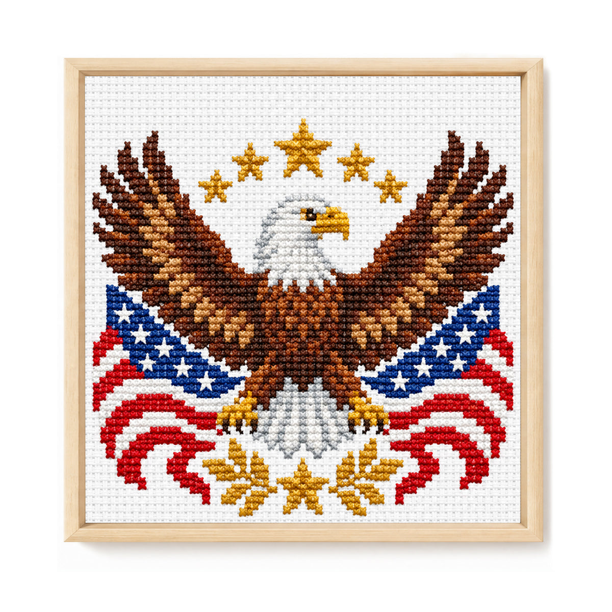 Eagle Emblem - Full Stamped Cross Stitch 20x20CM - Huacan