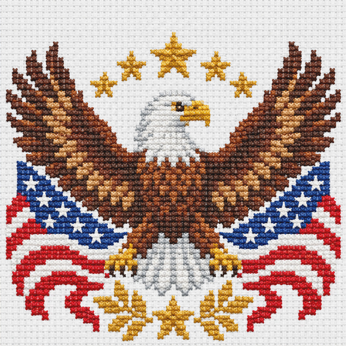 Eagle Emblem - Full Stamped Cross Stitch 20x20CM - Huacan