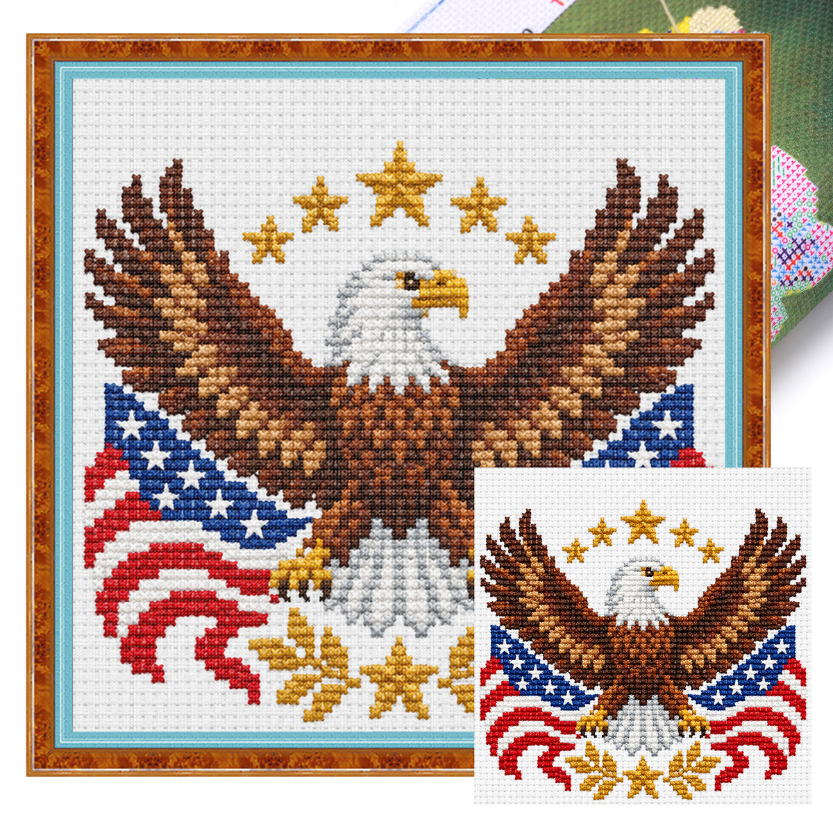 Eagle Emblem - Full Stamped Cross Stitch 20x20CM - Huacan