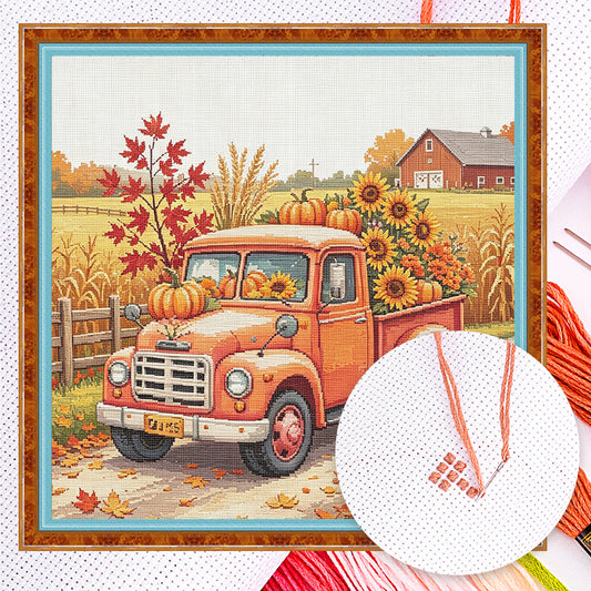Herbst-LKW - Vollständiges 14CT Zählmuster-Stickset 30*30CM - Huacan
