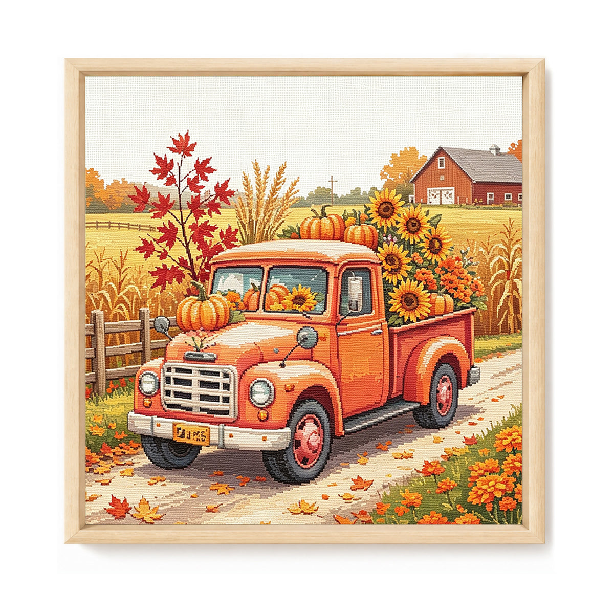 Herbst-LKW - Vollständiges 14CT Zählmuster-Stickset 30*30CM - Huacan