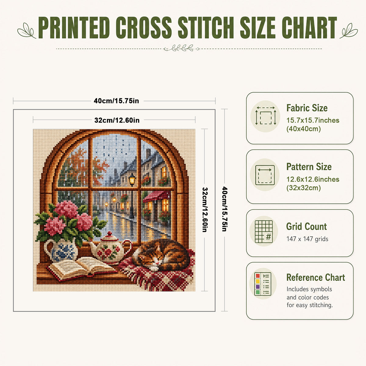 Rainy Window - Full 11CT Stamped Cross Stitch 40x40CM - Huacan