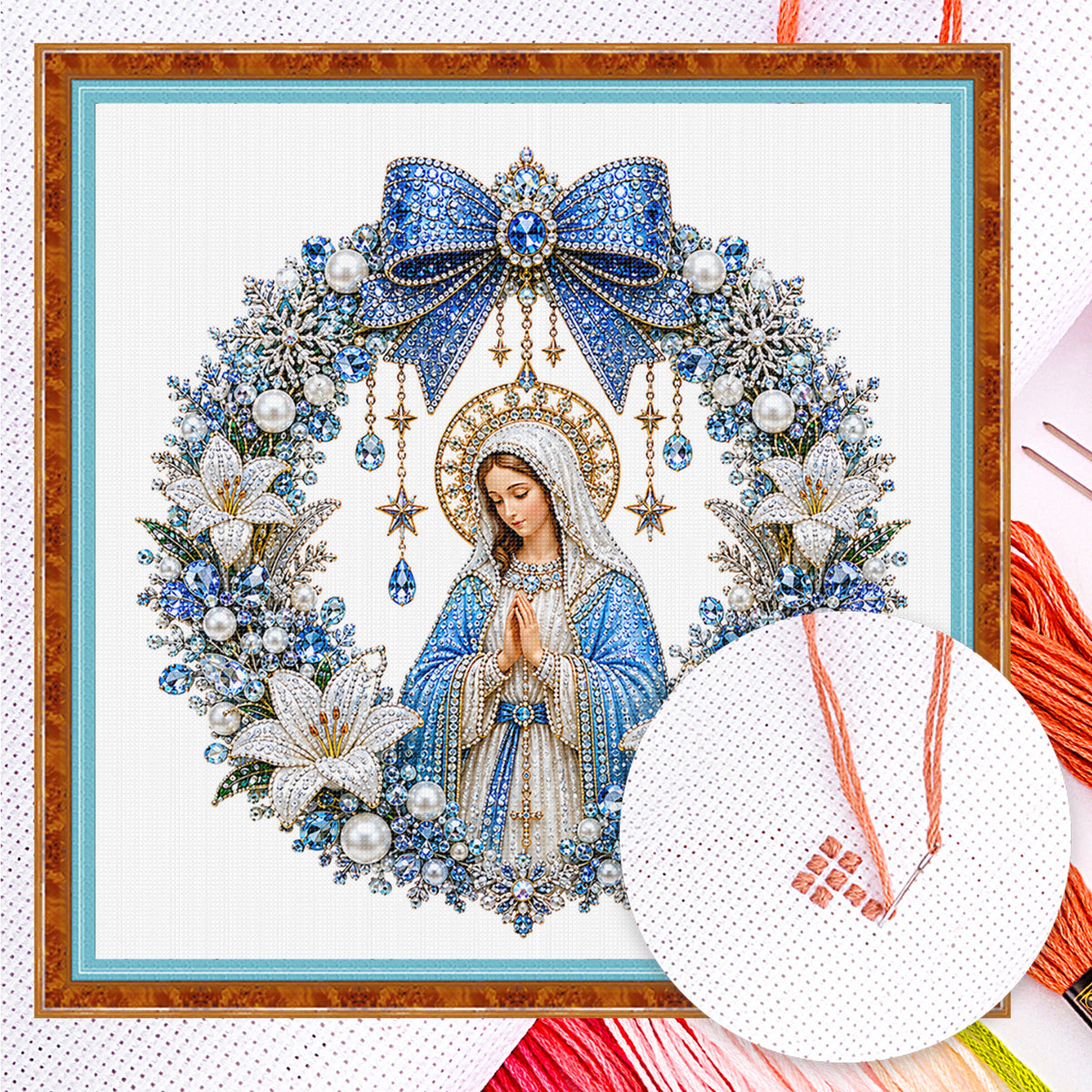 Virgin Mary - Full 14CT Counted Cross Stitch 40x40CM - Huacan