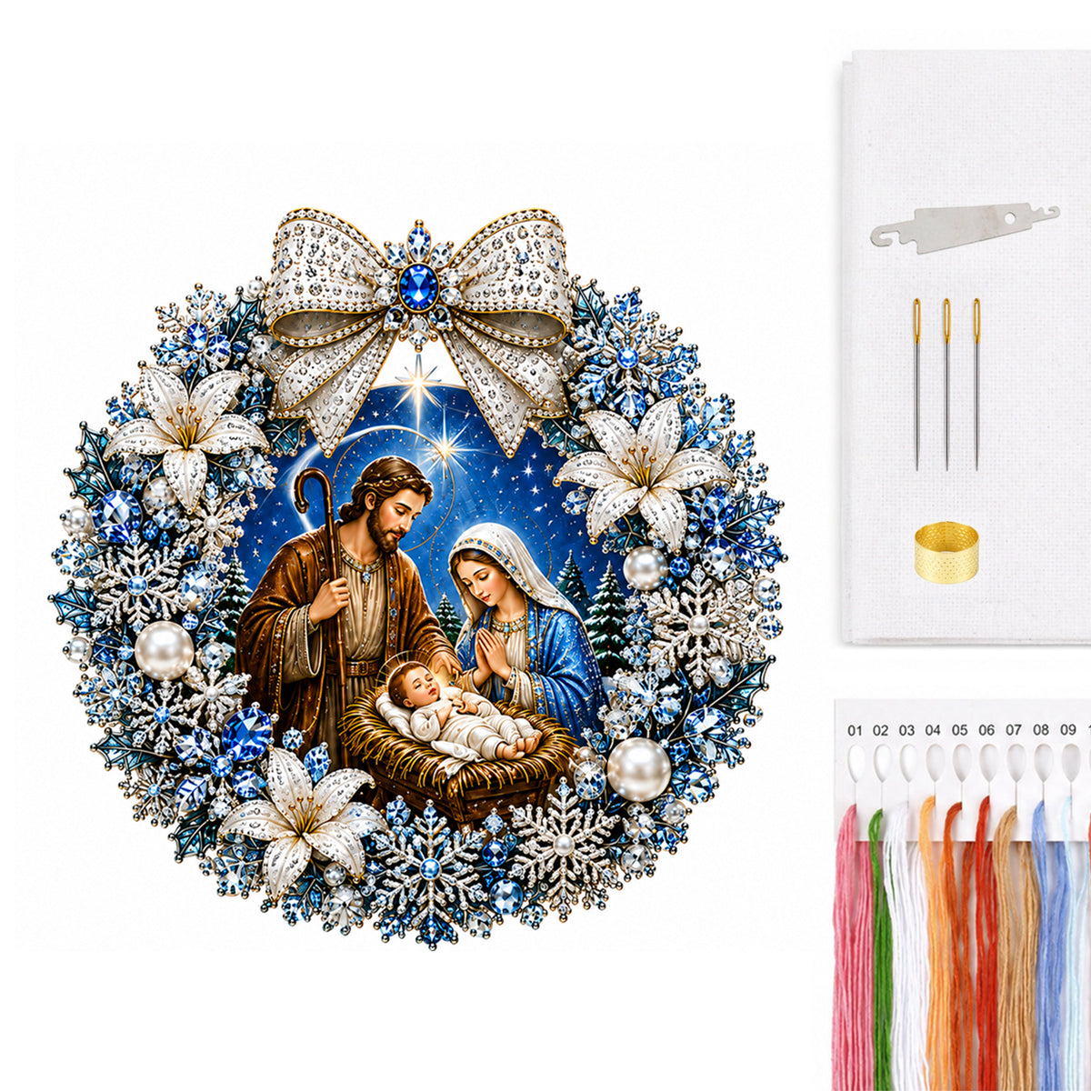 Nativity Of Jesus - Full 14CT Counted Cross Stitch 40x40CM - Huacan