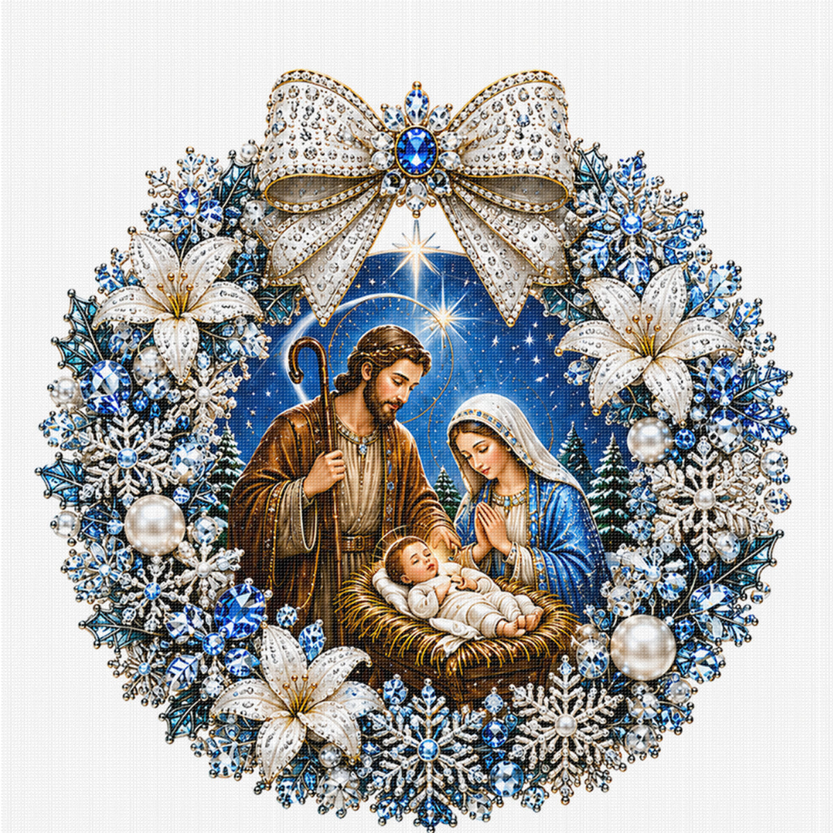 Nativity Of Jesus - Full 14CT Counted Cross Stitch 40x40CM - Huacan