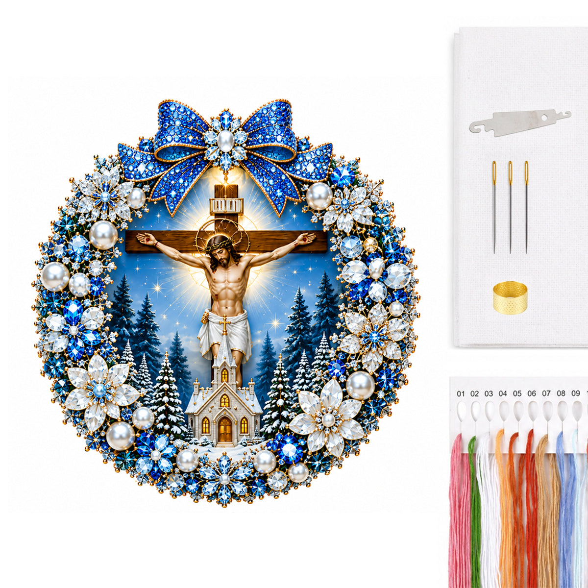 Cross Jesus - Full 14CT Counted Cross Stitch 40x40CM - Huacan