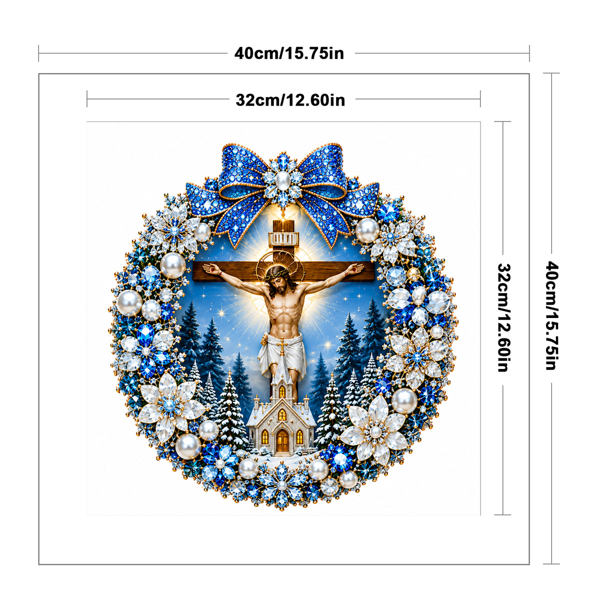 Cross Jesus - Full 14CT Counted Cross Stitch 40x40CM - Huacan