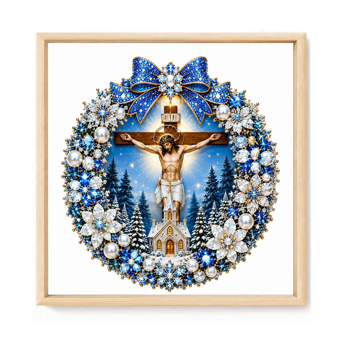 Cross Jesus - Full 14CT Counted Cross Stitch 40x40CM - Huacan