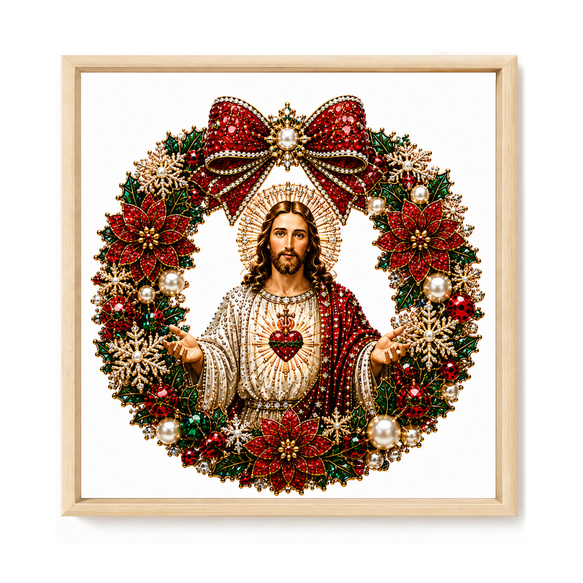 Heiligstes Herz Jesu – Vollständiges 14CT Zählmuster-Stickset 40x40 cm – Huacan