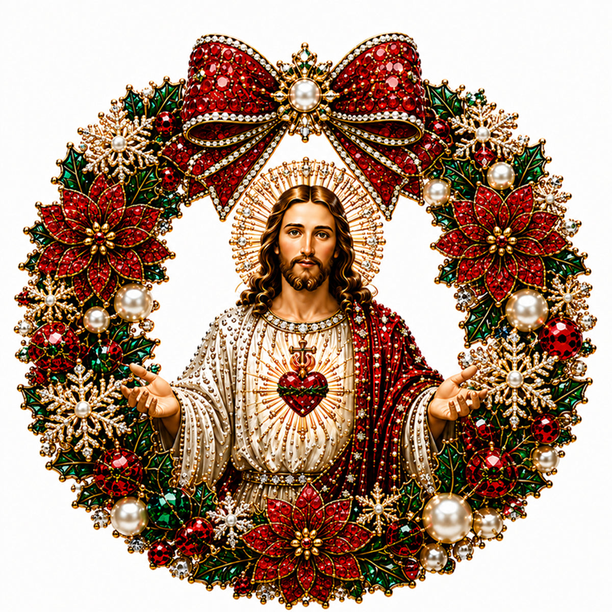 Heiligstes Herz Jesu – Vollständiges 14CT Zählmuster-Stickset 40x40 cm – Huacan