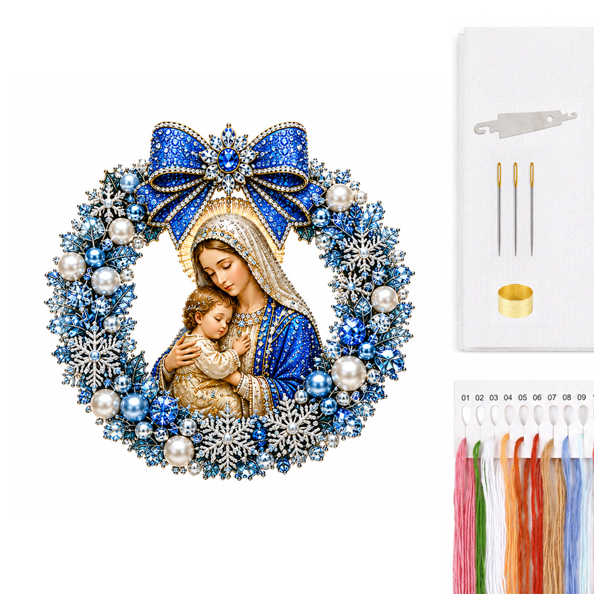 Virgin Mary And Child - Full 14CT Counted Cross Stitch 40x40CM - Huacan